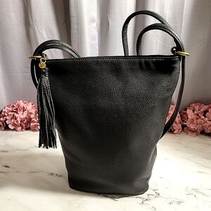 HOBO 'Blaze' Black Velvet Pebbled Leather Convertible W/ Wanderlust Lining